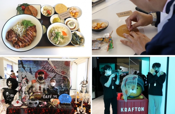 CJ프레시웨이가 운영하는 게임기업 크래프톤의 구내식당 ‘키친35’와 사내 카페 ‘카페35’에서 진행한 ‘할로윈데이 이벤트’ 장면. 사진 = CJ프레시웨이 제공.