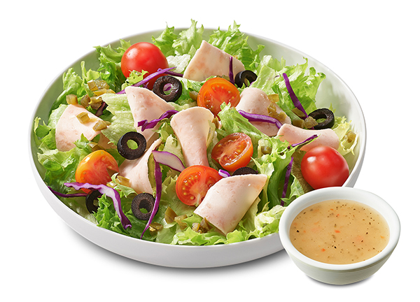 대안육 ‘베러미트(Better Meat)’ 콜드컷 슬라이스 햄을 토핑으로 사용한 노브랜드 버거의 ‘베러 샐러드(Better Salad)’.사진=신세계푸드 제공