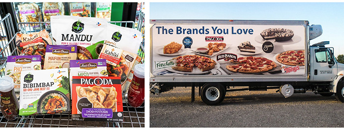 미국에서 판매하는 CJ 제일제당의 자체 아시아 식품 브랜드들(왼쪽). CJ제일제당이 인수한 미국 쉬완스컴퍼니의 생산 제품들. 사진=CJ 제일제당 홈페이지·쉬완스컴퍼니 페이스북